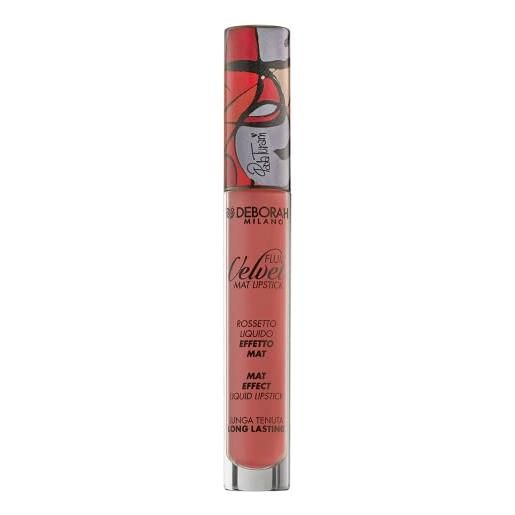 Deborah milano - fluid velvet mat lipstick, n. 2 romantic pink painted by paola turani, rossetto liquido effetto matte a lunga tenuta, dona labbra soffici e idratate, 4.5 gr