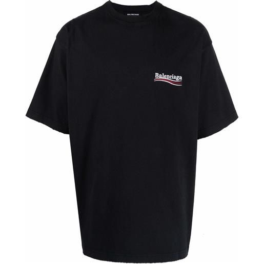 Balenciaga t-shirt oversize con ricamo - nero