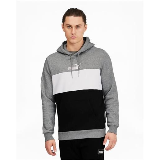 Felpa cappuccio hoodie uomo puma grigio essentials colorblock pullover 587917-03