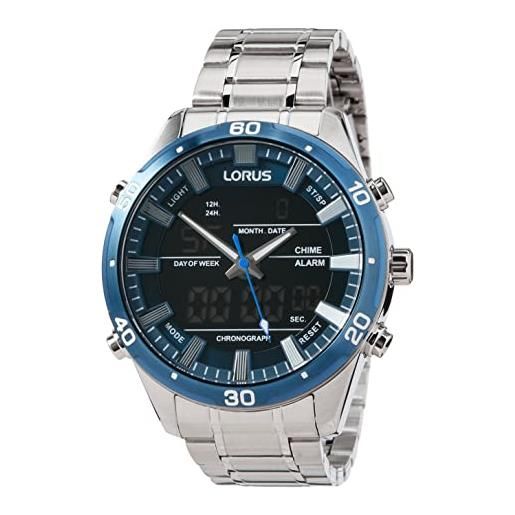 Lorus orologio analogueico-digital quarzo uomo con cinturino in metallo rw647ax9