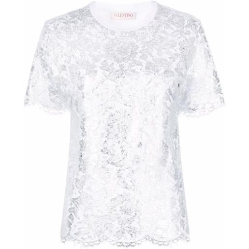 Valentino t-shirt blossom macramé - bianco