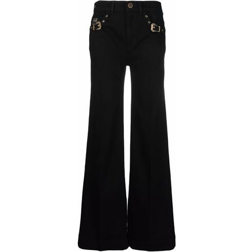 Versace Jeans Couture pantaloni svasati con fibbia - nero