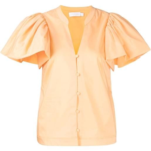 Simkhai blusa hallie con maniche a palloncino - arancione