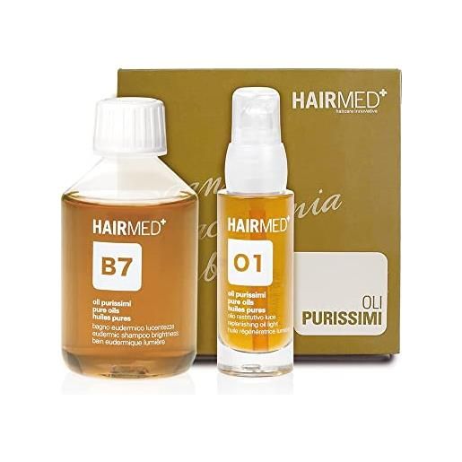 HAIRMED haircare innovative hairmed - set trattamento olio capelli professionale - olio di argan, macadamia e jojoba - shampoo b7 e olio o1