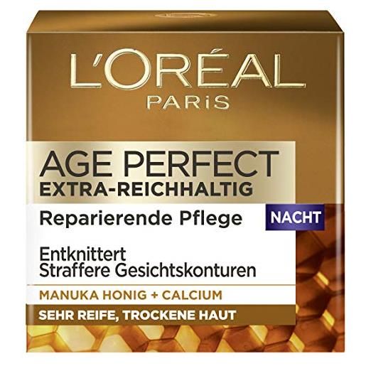L'Oréal Paris age perfect extra ricco, cura del viso anti-invecchiamento, anti-rughe e tonificante, per pelli molto maturi e secche, con miele manuka e calcio, 50 ml