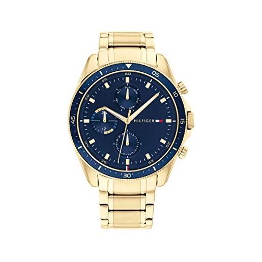 Tommy Hilfiger orologio analogico multifunzione al quarzo da uomo con cinturino in acciaio inossidabile dorato - 1791834