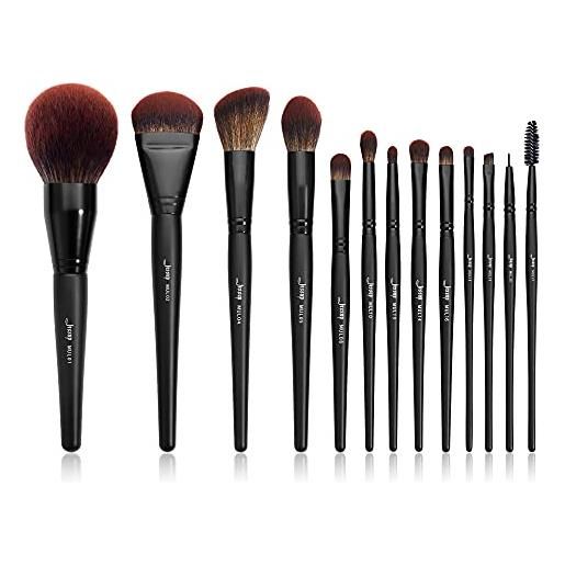 Jessup pennelli trucco pennelli make up 13 pezzi pennelli trucco set pennelli make up fondotinta polvere contour blush highlight ombretto concealer spoolie eyeliner capelli sintetici nero t300