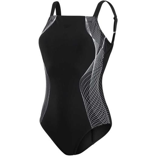 Speedo crystallux printed shaping shape comprex swimsuit nero uk 32 donna