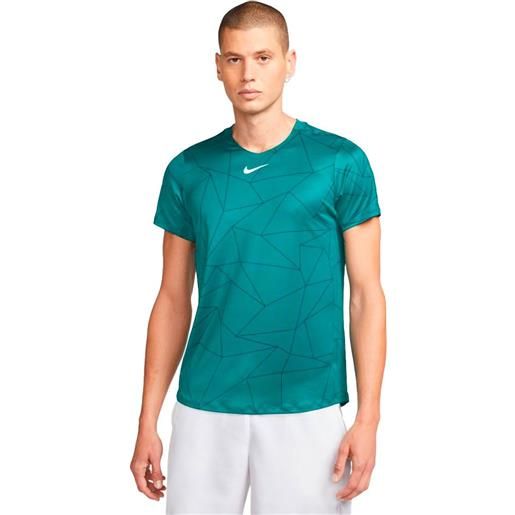 Nike court dri fit advantage printed short sleeve t-shirt verde xl uomo