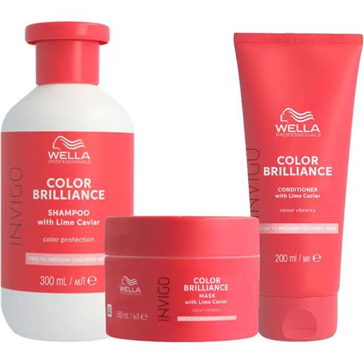 WELLA kit invigo color brilliance capelli sottili shampoo 300ml + maschera 150ml + conditioner 200ml