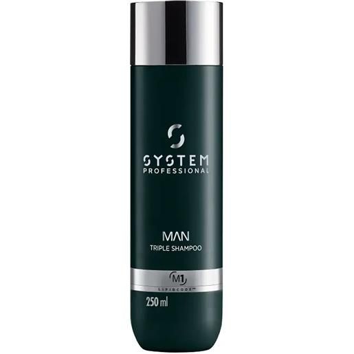 SYSTEM PROFESSIONAL man triple shampoo per capelli corpo e barba 250ml
