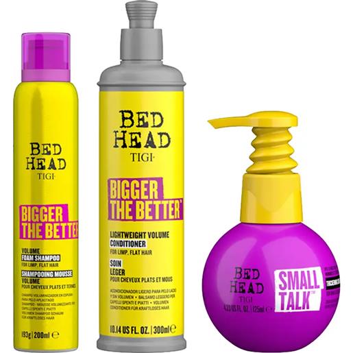 TIGI kit bed head volume bigger shampoo 200ml + conditioner 300ml + small talk thickening cream 240ml
