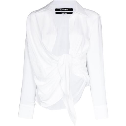 Jacquemus camicia la chemise bahia drappeggiata - bianco