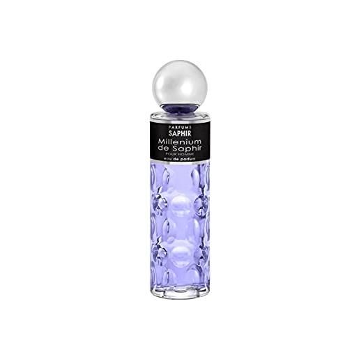 PARFUMS SAPHIR millenium - eau de parfum con vaporizzatore per uomo, color nero, 200 ml