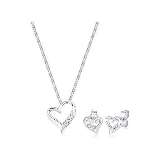 DIAMORE elli diamonds gioielli set donne orecchini cuore amore con diamante (0.075 ct. ) in argento sterling 925