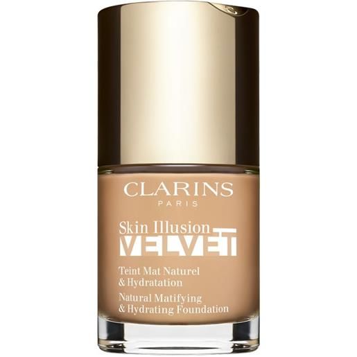 Clarins skin illusion velvet - fondotinta idratante dal finish mat, leggero e naturale 107 c - beige