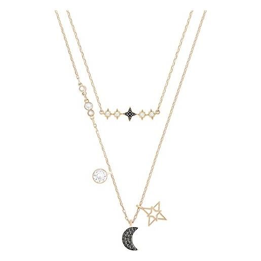 Swarovski collana a fili fissiSwarovski symbolic, set (2), luna e stella, nero, placcato color oro rosa