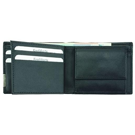 ALASSIO portafoglio orizzontale in pregiata nappa con logo in metallo, nero, ca. 10 x 8 cm, nero, 10 cm, portamonete
