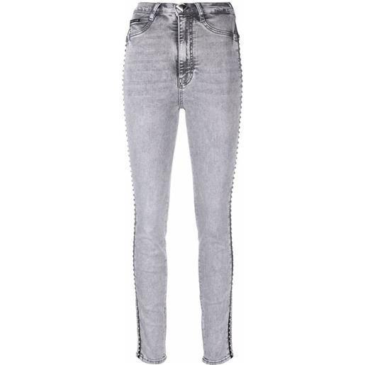 Philipp Plein jeans skinny a vita alta - grigio