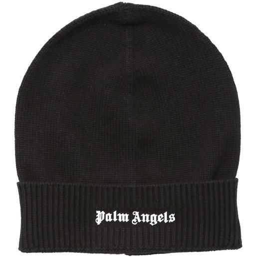 PALM ANGELS cappello beanie in maglia di cotone con logo
