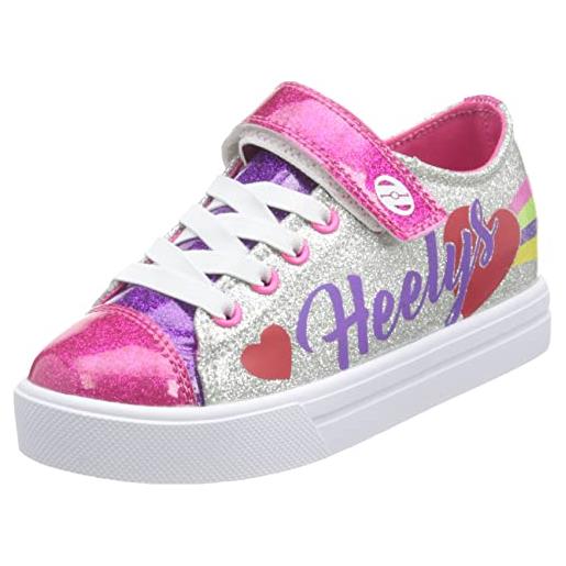 Heelys hly-g2w-1663, scarpe con le ruote, silver rainbow heart, 34 eu