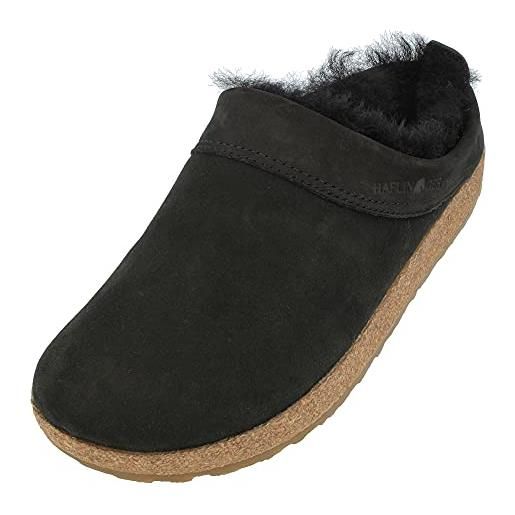 HAFLINGER zoccolo in pelle di agnello snowbird pantofola in feltro antracite, 41