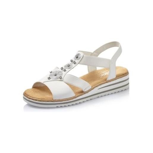 Rieker donna sandali v0687, signora sandali, scarpa estiva, sandalo estivo, comodo, piatto, bianco (weiss / 80), 36 eu / 3.5 uk