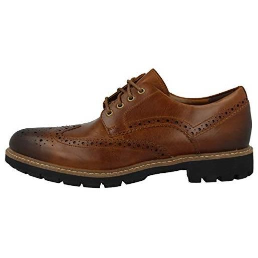 Clarks batcombe wing scarpe stringate derby uomo, marrone (dark tan leather), 46 eu