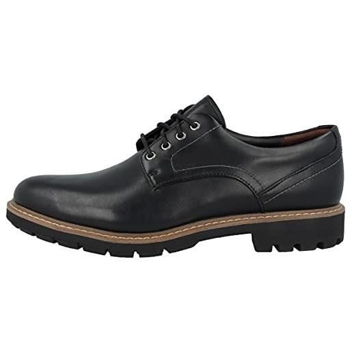 Clarks batcombe hall scarpe stringate derby uomo, nero (black leather), 41.5 eu