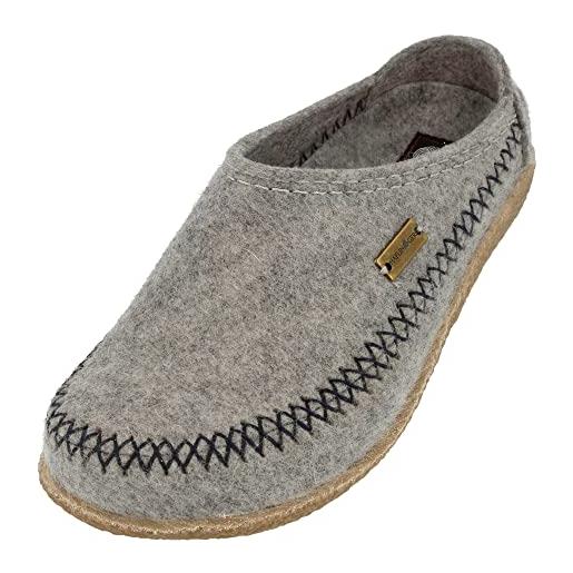 HAFLINGER blizzard credo - pantofole in feltro con suola in gomma, grigio pietra melange, 39 eu