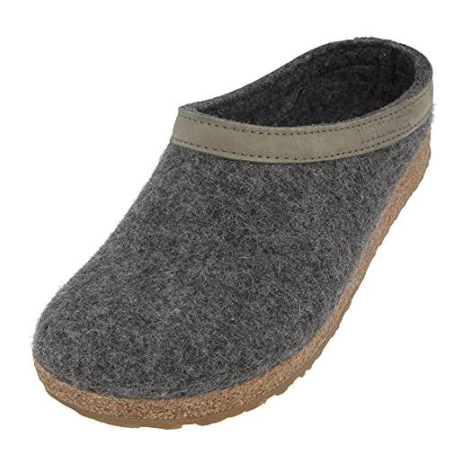 HAFLINGER grizzly torben pantofola zoccolo di feltro di pura lana grafite, taglia 36