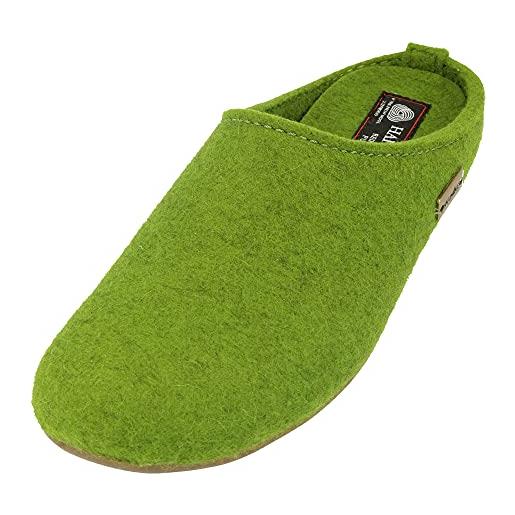 HAFLINGER everest fundus pantofole di feltro in un design semplice verde erba, 40