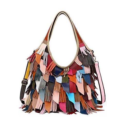 Segater® borse tote multicolore da donna borsa patchwork colorata in vera pelle borsa a mano grande hobo purse borsa big borsa a tracolla