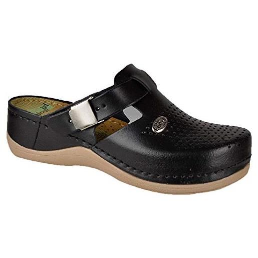 Leon 900 zoccoli sabot pantofole scarpe pelle donna, nero, eu 40