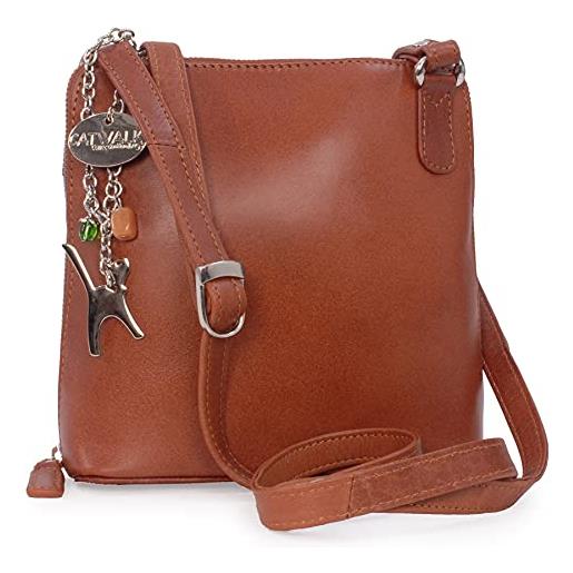 Catwalk Collection Handbags - vera pelle - medio - borse a tracolla/borsa a mano/messenger/borsetta donna - con ciondolo a forma di gatto - eleanor - nero