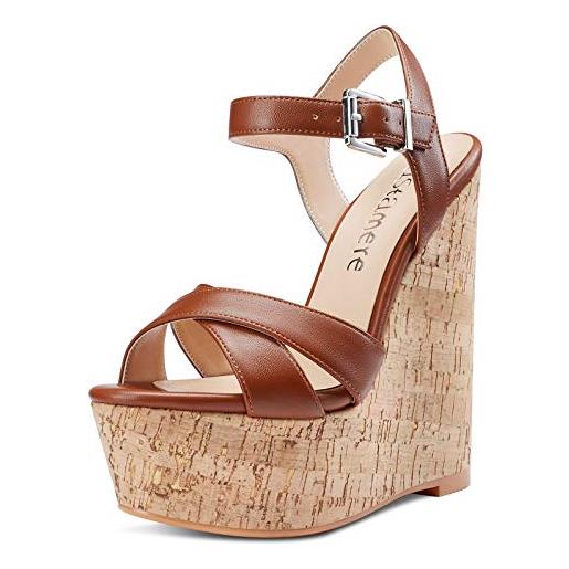 Castamere scarpe col tacco donna moda sandali con zeppa plateau wedge high heels bianco pelle verniciata scarpe eu 40