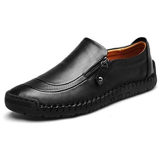 Moodeng mocassini uomo pelle estivi classic scarpe loafers slip on scarpe da guida scarpe da barca (marrone scuro, numeric_41)