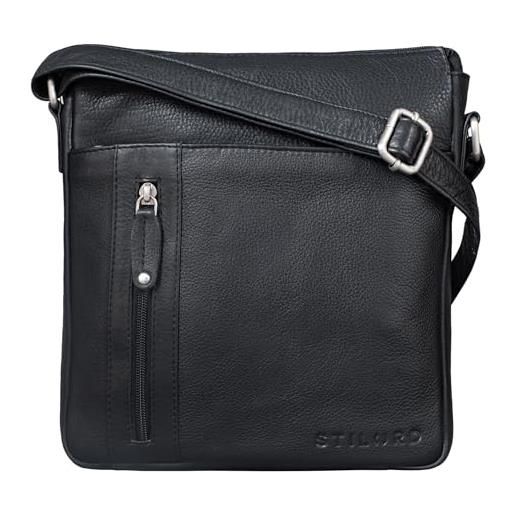 STILORD 'brady' borsa uomo a tracolla in pelle borsello vintage crossbody messenger bag piccola in cuoio retrò con cerniera, colore: porto - cognac