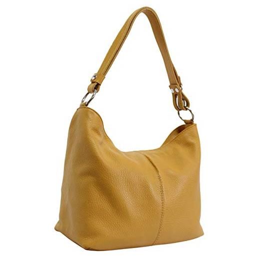 AMBRA Moda gl005 - borsa con tracolla, borsa a mano in pelle, borsa a spalla, hobo bag da donna (beige)