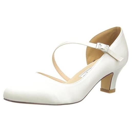 Duosheng & Elegant hc2002 scarpe sposa chiuse scarpe raso donna tacco medio strappy scarpe da sposa avorio 39