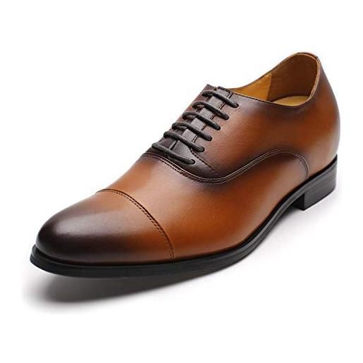 CHAMARIPA scarpe con rialzo interno da uomo pelle stringate eleganti fino 7cm - oxford scarpe marrone - x92h38
