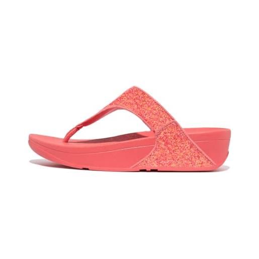 Fitflop lulu glitter toe infradito, sandali donna, corallo rosato, 40 eu