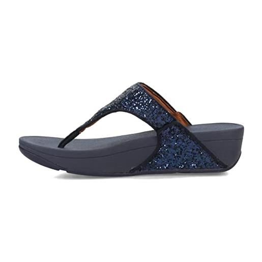 Fitflop lulu glitter toe-thongs, sandali a punta aperta donna, blu (midnight navy 399), 42 eu