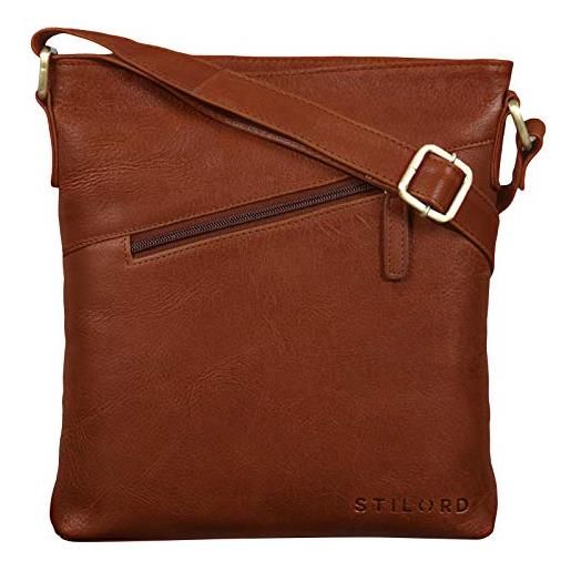 STILORD 'stella' borsa tracolla donna in pelle borsa a spalla vintage borsetta messenger bag piccola clutch pochette cuoio, colore: nero