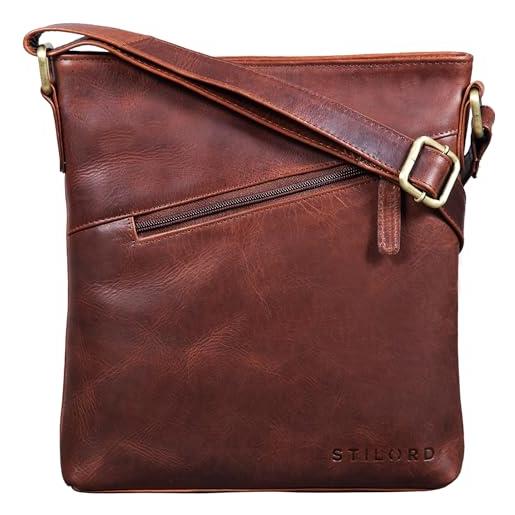 STILORD 'stella' borsa tracolla donna in pelle borsa a spalla vintage borsetta messenger bag piccola clutch pochette cuoio, colore: texas - marrone