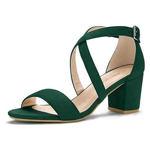 Allegra K donna sandali snodano cinturino caviglia tacco blocco scarpe chiusura con fibbia tacco medio verde 40
