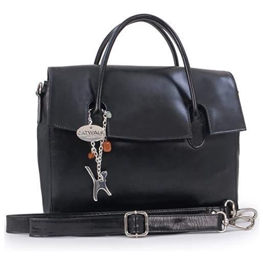 Catwalk Collection Handbags - vera pelle - borsa a tracolla da lavoro/borse a mano/spalla/messenger/borsa business/tracolla regolabile e rimovibile - per i. Pad/tablet - ella - blu scuro