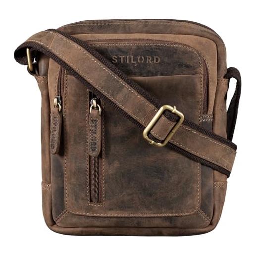 STILORD 'jamie' borsa uomo a tracolla piccola in pelle borsello messeger in cuoio per tablet 9,7 pollici stile vintage di qualità, colore: bordeaux - marrone