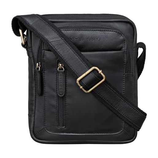 STILORD 'jamie' borsa uomo a tracolla piccola in pelle borsello messeger in cuoio per tablet 9,7 pollici stile vintage di qualità, colore: tan marrone - scuro