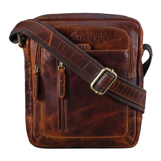 STILORD 'jamie' borsa uomo a tracolla piccola in pelle borsello messeger in cuoio per tablet 9,7 pollici stile vintage di qualità, colore: dijon - marrone